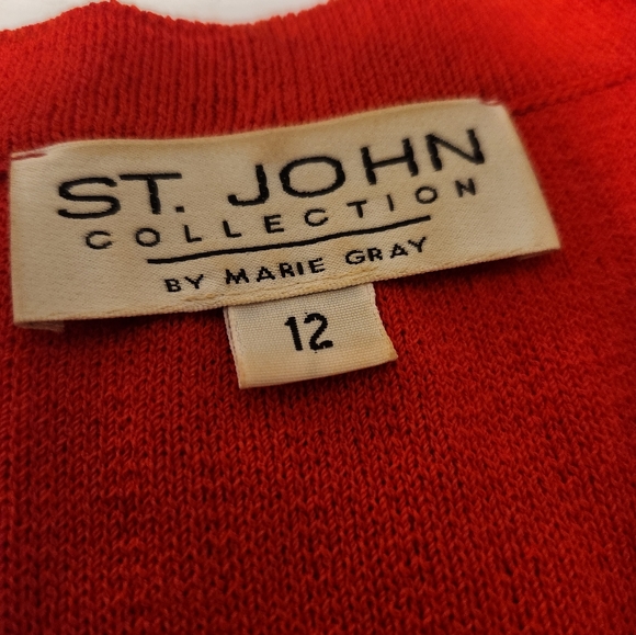 St John collection Red Knit Cardigan long sleeve/button down/ SIZE 12 OFFER - Picture 8 of 9